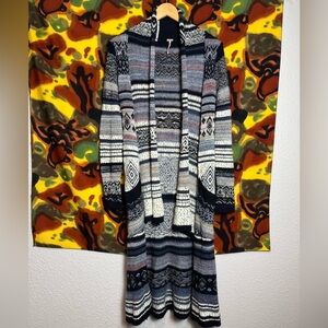 Free People Cardigan Sweater Long Wool Boho Aztec Women Small